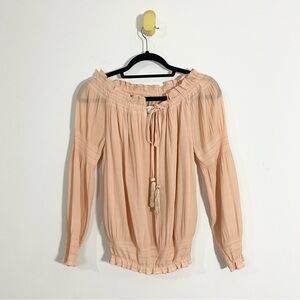 Greylin Anthropologie Nude Pink Long Sleeve Peasant Top